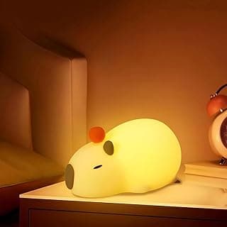 Luminária Capivara LED Touch de Silicone Recarregável USB Luz Noturna Infantil Decoração Quarto Abajur Mesa (CAPIVARA DEITADA 02)