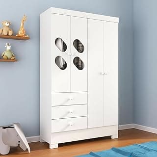 Guarda Roupa Infantil 4 Portas e 3 Gavetas Luiza Branco