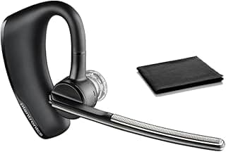 Plantronics Fone de ouvido Voyager Legend (poliéster) Bluetooth + cabo de carregamento integrado, gancho intra-auricular mono, microfone boom com cancelamento de ruído, Siri/Google, 7h Talk (21h com