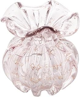 WOLFF - Vaso de Vidro Italy Rosa Claro e Dourado 10cm x 11cm-Enxoval - Casamento - Decoração - Enfeites - Mesa Posta - Vasos Decorativos