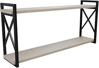 Prateleira Industrial Longa 15x80cm Madeira e Plástico – Suporte Invisível Moderno para Livros e Decoração