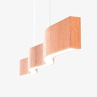 Luminária pendente de madeira retangular linear LED integrada 98cm