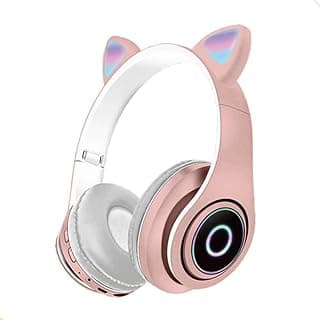 Fone de ouvido Bluetooth sem fio em forma de gato com luzes LED