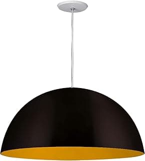 Pantoja & Carmona Pendente Redondo Ref 6003 Verniz dourado Soquete E27 1 Lampada (46 X 46 X 20 cm) Bivolt Fabricado em aluminio, Preto