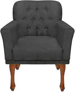 Poltrona Decorativa Retro Capitonê Bia Cinza Escuro