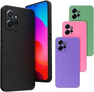 Capa de silicone veludo preto para Xiaomi Redmi Note 12 4G, rosa, verde e roxo