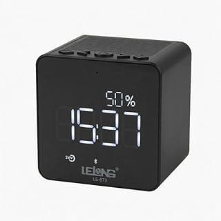 Rádio Relógio Despertador Digital LE-673 Lelong, preto, com Bluetooth, FM, SD, som estéreo