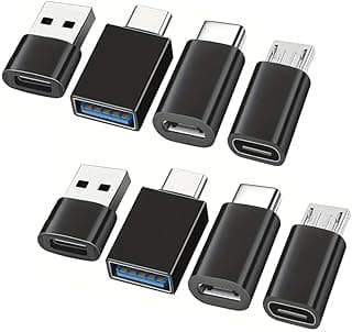 8 peças de adaptador USB para USB C, conector conversor macho micro USB para USB C fêmea para laptop, carro, smartphone, fone de ouvido, microfone, PC