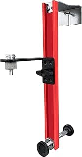 Suporte de parede para ferramenta de nivelamento, em liga metálica, vermelho, com rodas pretas