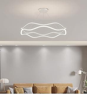 Luminária pendente LED circular branca de 80 cm para sala de estar