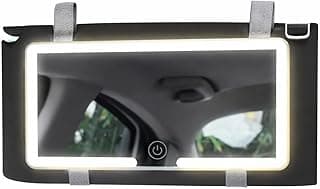 Espelho de maquiagem com iluminação LED para carro, design universal branco