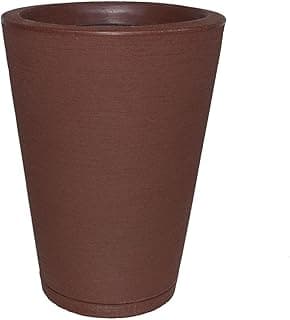 Vaso decorativo de jardim em polietileno, marrom, coluna redonda, 33x40 cm