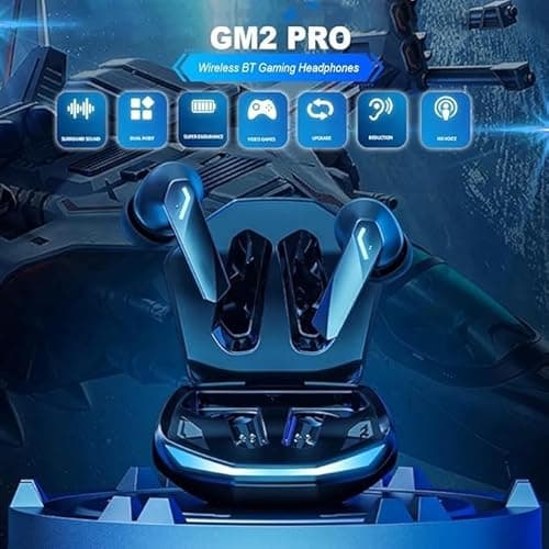 Fones de ouvido sem fio BT para jogos,Fones de ouvido para jogos GM2 Pro BT Fones de ouvido sem fio BT 5.3 360° Surround Dual Mode Som Cancelamento de ruído PRETO