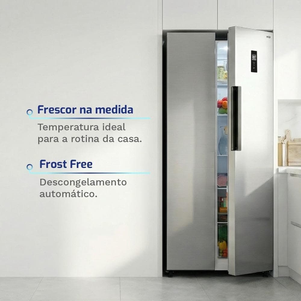 Geladeira Refrigerador HQ Frost Free Side By Side 460 Litros Inox HQ-460SBSFF (110, Volts)