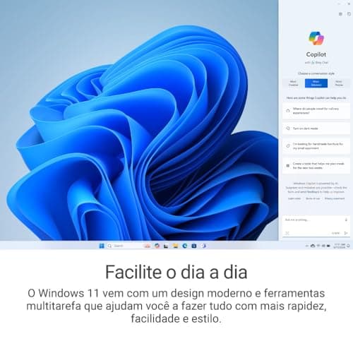 Tela do Notebook Dell 15 com interface do Windows 11, azul e moderna.