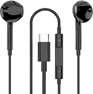 Fone de Ouvido Intra-Auricular com Fio Tipo C com Microfone e Controle de Volume Preto Compatível com Samsung, Motorola, Xiaomi, Apple