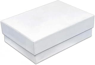 Caixa de joias TheDisplayGuys #21 de algodão com enchimento de 100 unidades, caixa de joias de papel de papelão - branco fosco (7,5 cm x 4,5 cm x 2,5 cm)