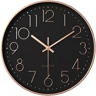 Relógio de Parede Minimalista Rose com Preto 25cm x 25cm Decoração de Parede Enfeites Utilidades Domésticas Premium