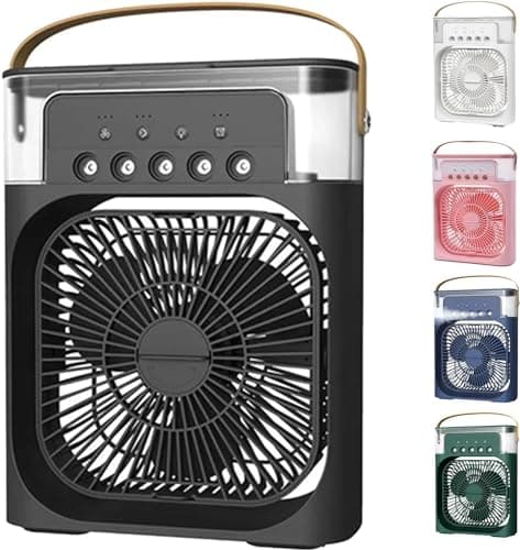 Ventilador portátil 3 em 1 preto com tanque de água e controles