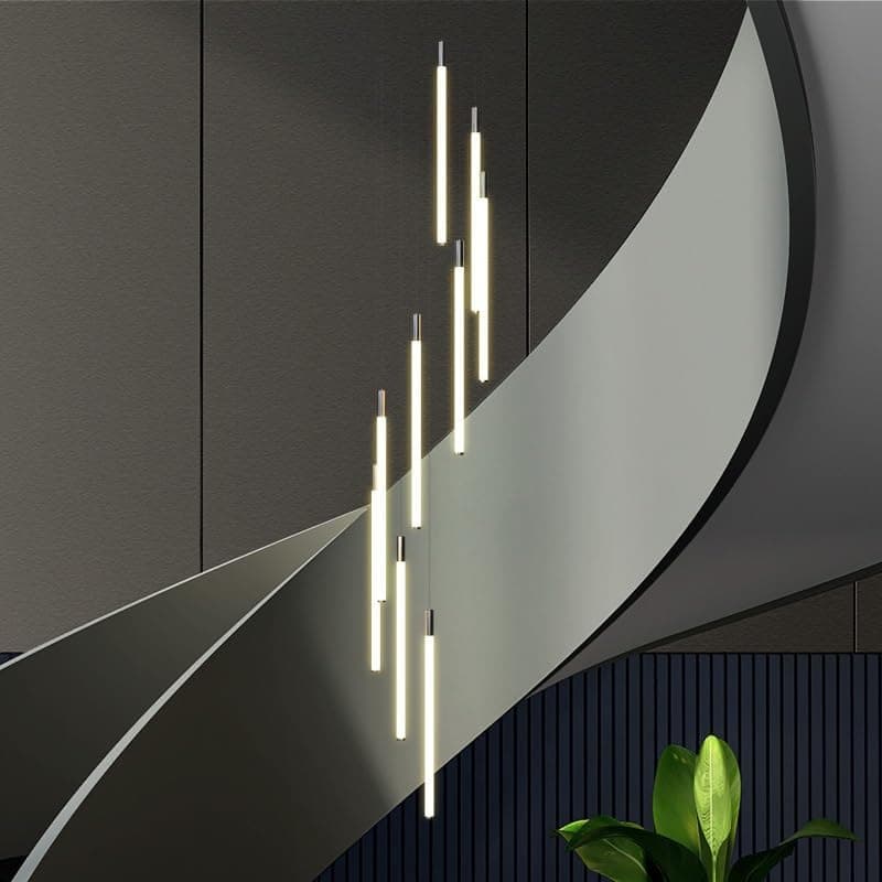 Lustre LED para Escada com 9 Luzes Preto Controle Remoto e Regulagem de Intensidade