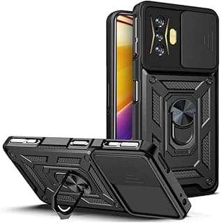 Capa de proteção Xiaomi Poco F4 GT com suporte e anel, preto