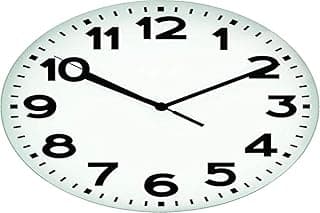Relógio de parede redondo branco mostrando a hora 10:10