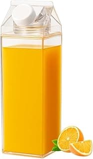 Garrafa 1 Litro Acrílico Multiuso Squeeze Transparente Antivazamento - Estilo Caixa de Leite 1000mL para Água, Suco, Chá, Academia, Trabalho e Escola