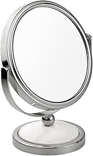 Espelho de aumento duplo Mor Classic com base circular e acabamento prateado