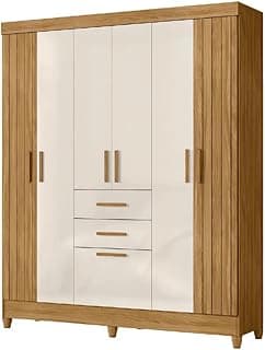 Guarda-roupa de casal 7 portas 2 gavetas madeirado off-white Moval