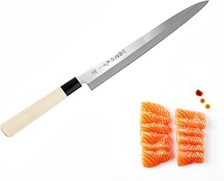 Faca japonesa Yanagiba de aço inoxidável, 210 mm, para sushi e sashimi, com cabo branco