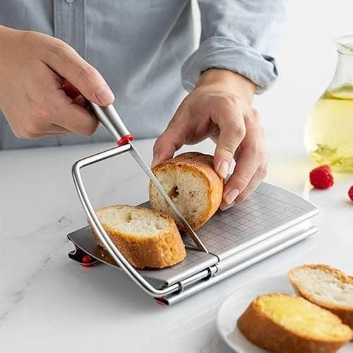 Fatiador manual de queijo e frios em aço inox multifuncional prateado cortando pão