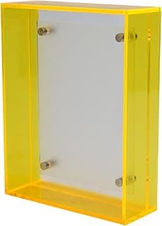 Porta-retratos de acrílico amarelo transparente com suportes metálicos