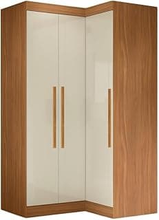 Guarda Roupas Modulado de Canto Madrid com 3 Portas Madeirado/Off White