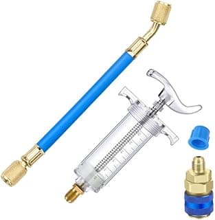 DAGIJIRD Compressor HVAC para carro, injetor de tinta a óleo, refrigerante, ferramenta 30 ml/28.3 g Compressor manual 1/4 acoplador rápido