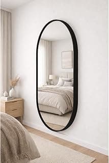 Espelho oval 90cm x 40cm com moldura em metal café para quarto ou sala