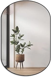 Espelho Decorativo Cápsula de 60x40 cm com Suporte de Parede (Preto)
