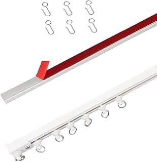Trilho autoadesivo para cortina transparente em fundo branco