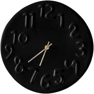 Relógio de parede preto tridimensional com números dourados