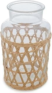 WOLFF - Vaso de Vidro e Fibra Natural 14cm x 23cm