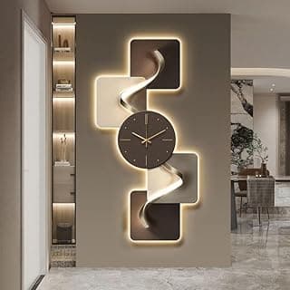 Relógio de parede grande, silencioso, abstrato, geométrico, com luz LED, para decoração de sala de estar