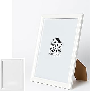 Moldura branca A4 para retrato com suporte e vidro transparente