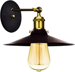 Arandela industrial vintage preto e dourado para iluminação de parede