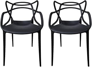 Kit 02 Cadeiras Allegra Pretas Design Moderno, Resistentes, Empilháveis Confortáveis Até 140kg Ideal para Casa, Cozinha, Restaurante, Clinica, Buffet