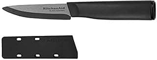 Faca de cerâmica KitchenAid preta com lâmina de 9 cm e luva de proteção