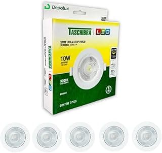 Kit 5 spots LED embutir 10W branco quente 3000K bivolt 110/220V