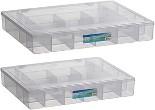 Kit 2 Caixas Organizadoras 20 Divisorias Transparente Guarda Bijuteria