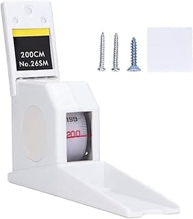 Régua de medição de altura, fita métrica retrátil montada na parede de 2 m com janela de exibição, para hospitais, clínicas, escolas, academias, uso doméstico, branco