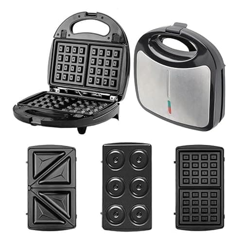 3 Em 1 Portátil Sanduicheiras Waffle Donuts Fast Antiaderente 110v(cinza prateado)