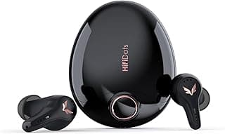 Fones de ouvido sem fio pretos HiFiDots com cancelamento de ruído ativo, fones de ouvido com carregamento rápido, drivers 1D+2BA, contra-alto-falantes