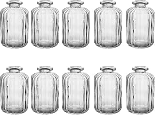 Kit 10 vasos decorativos em vidro transparente para mesa posta